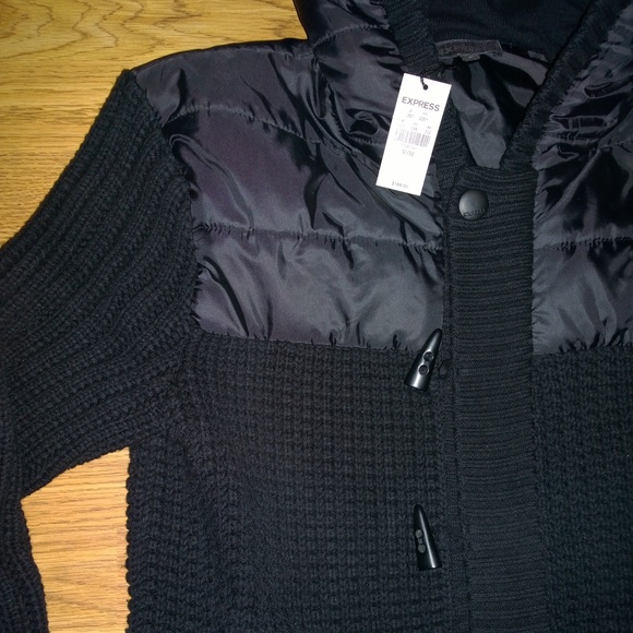Men's EXPRESS Hooded Knit Sweater | Jacket | Coat - Picture 3 of 7